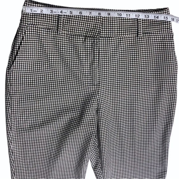 Joie High Rise Women's Pants Black White Gingham Plaid Career Ankle Crop size 10 - Picture 5 of 16